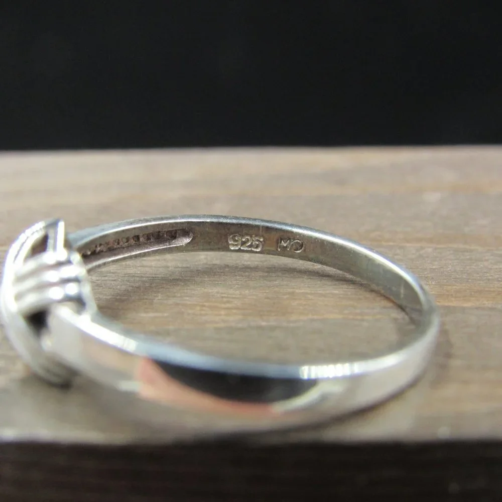 Size 9 Sterling Silver Braided Cross Knot Band Ring Vintage - Picture 4 of 7